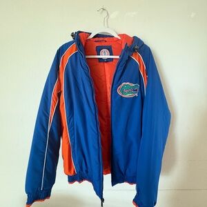 Vintage Florida Gators Puffer Jacket Hooded 90s Blue Orange NCAA Size L